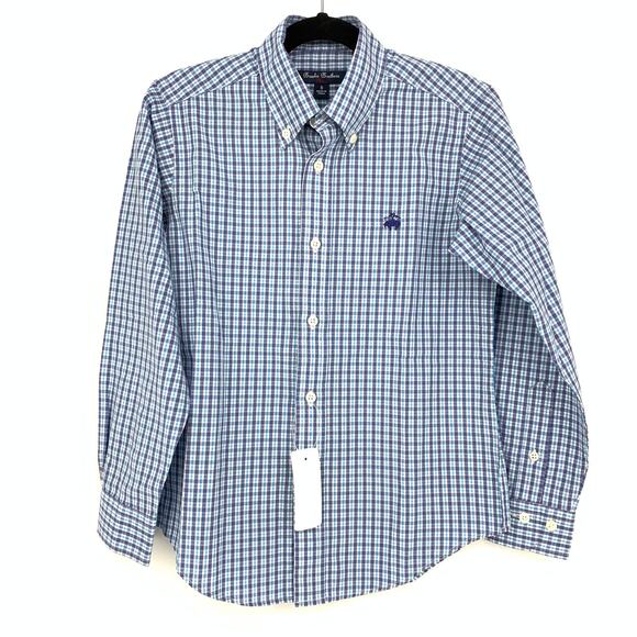 Brooks Brothers Shirt Boys Size Small Long Sleeve Button Down Blue Plaid NEW - Picture 1 of 6
